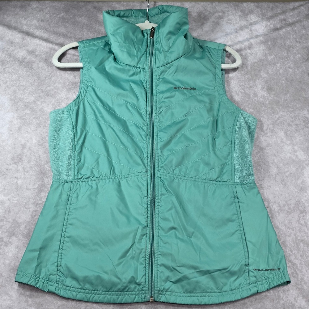 Columbia Omni-Shield Vest Women Medium Green Excellent Insulated Quilted Layer